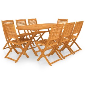 Klappbare Garten-Essgruppe, 9-teilig, aus massivem Akazienholz von vidaXL, Gartensets - Ref: Foro24-3060198, Preis: 460,19 €,...