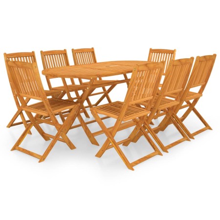 Folding garden dining set 9 pieces solid acacia wood by vidaXL, Garden sets - Ref: Foro24-3060198, Price: 460,61 €, Discount: %