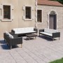 Set de muebles de jardín 5 pzas y cojines ratán sintético negro de vidaXL, Conjuntos de jardín - Ref: Foro24-3059333, Precio:...