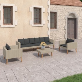 4-teiliges Gartenmöbel-Set und beige synthetische Rattankissen von vidaXL, Gartensets - Ref: Foro24-3059326, Preis: 513,99 €,...