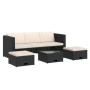 Set de muebles de jardín 4 pzas y cojines ratán sintético negro de vidaXL, Conjuntos de jardín - Ref: Foro24-43104, Precio: 3...