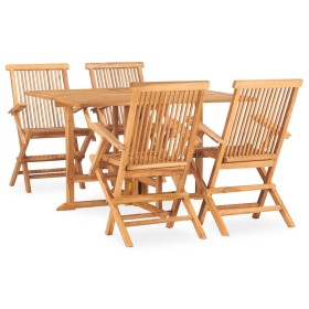 Folding garden dining set 5 pieces solid teak wood by vidaXL, Garden sets - Ref: Foro24-3059993, Price: 504,99 €, Discount: %