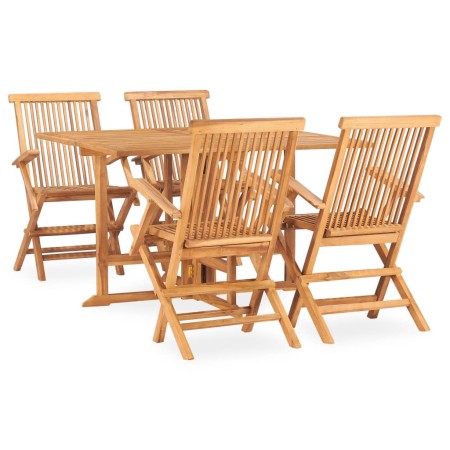 Folding garden dining set 5 pieces solid teak wood by vidaXL, Garden sets - Ref: Foro24-3059993, Price: 504,32 €, Discount: %