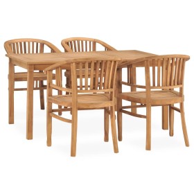 Garden dining set 5 pieces solid teak wood by vidaXL, Garden sets - Ref: Foro24-3060016, Price: 708,60 €, Discount: %