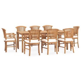 Garden dining set 9 pieces solid teak and cushions by vidaXL, Garden sets - Ref: Foro24-3060039, Price: 1,00 €, Discount: %