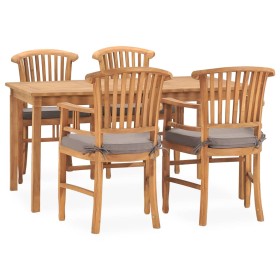 5-piece garden dining set and solid teak wood cushions by vidaXL, Garden sets - Ref: Foro24-3060026, Price: 1,00 €, Discount: %