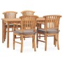 5-piece garden dining set and solid teak wood cushions by vidaXL, Garden sets - Ref: Foro24-3060026, Price: 881,51 €, Discoun...