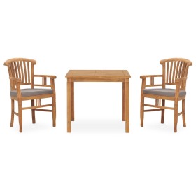 3-piece garden dining set with solid teak wood and cushions by vidaXL, Garden sets - Ref: Foro24-3060012, Price: 486,99 €, Di...