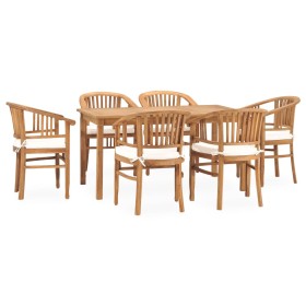 7-piece garden dining set with solid teak wood cushions by vidaXL, Garden sets - Ref: Foro24-3060019, Price: 1,00 €, Discount: %