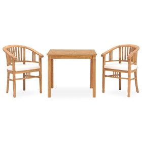 3-piece garden dining set with solid teak wood and cushions by vidaXL, Garden sets - Ref: Foro24-3060004, Price: 478,99 €, Di...