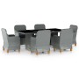 Set comedor jardín 7 pzas y cojines ratán sintético gris claro de vidaXL, Conjuntos de jardín - Ref: Foro24-3060171, Precio: ...