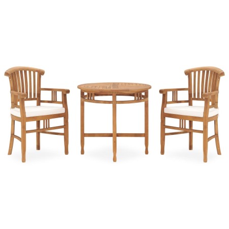 3-piece solid teak garden dining set with cushions by vidaXL, Garden sets - Ref: Foro24-3060044, Price: 470,41 €, Discount: %