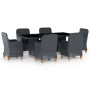 Set comedor jardín 7 pzas cojines ratán sintético gris oscuro de vidaXL, Conjuntos de jardín - Ref: Foro24-3060163, Precio: 8...