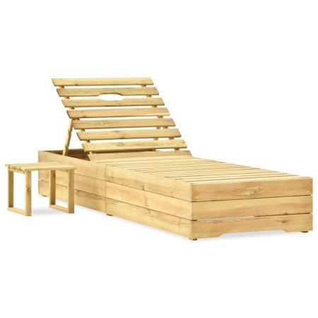 Lounger with green impregnated pine wood table by vidaXL, Loungers - Ref: Foro24-315401, Price: 109,26 €, Discount: %