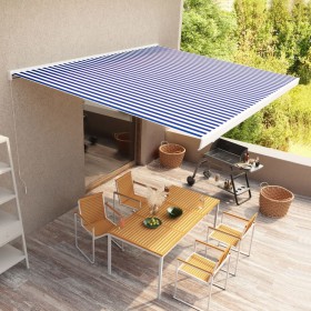 Toldo de carrete manual azul y blanco 450x300 cm de vidaXL, Toldos - Ref: Foro24-3052677, Precio: 451,78 €, Descuento: %