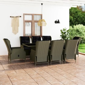 Garden dining set 9 pieces with brown synthetic rattan cushions by vidaXL, Garden sets - Ref: Foro24-3060146, Price: 2,00 €, ...