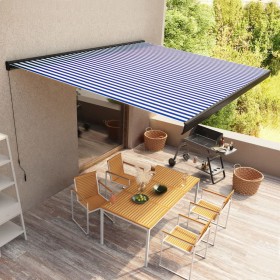 Toldo de carrete manual azul y blanco 450x300 cm de vidaXL, Toldos - Ref: Foro24-3052707, Precio: 629,99 €, Descuento: %