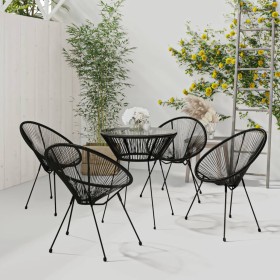 Garden dining set 5 pieces black PVC rattan by vidaXL, Garden sets - Ref: Foro24-3060280, Price: 337,98 €, Discount: %