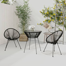 Garten Essgarnitur 3 Stück PVC Rattan schwarz von vidaXL, Gartensets - Ref: Foro24-3060279, Preis: 210,66 €, Rabatt: %