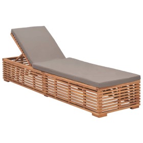 Sun lounger with dark gray solid teak wood cushion by vidaXL, Loungers - Ref: Foro24-316038, Price: 248,51 €, Discount: %