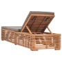 Sun lounger with dark gray solid teak wood cushion by vidaXL, Loungers - Ref: Foro24-316038, Price: 249,99 €, Discount: %