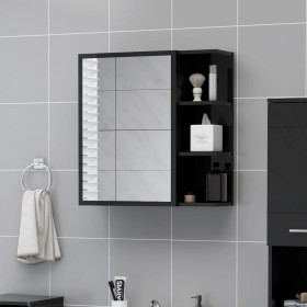 Glossy black plywood bathroom mirror cabinet 62.5x20.5x64 cm by vidaXL, bathroom vanities - Ref: Foro24-803315, Price: 65,53 ...