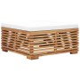 Set de mesa y reposapiés de jardín y cojín crema madera de teca de vidaXL, Sofás modulares de exterior - Ref: Foro24-316041, ...