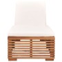 Sun lounger with solid cream teak wood cushion by vidaXL, Loungers - Ref: Foro24-316037, Price: 319,17 €, Discount: %