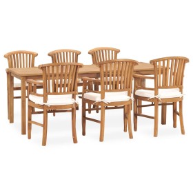 Garden dining set 7 pieces solid teak and cushions by vidaXL, Garden sets - Ref: Foro24-3060038, Price: 1,00 €, Discount: %