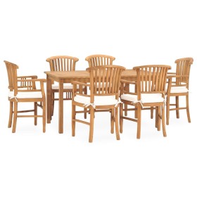 7-piece solid teak garden dining set with cushions by vidaXL, Garden sets - Ref: Foro24-3060025, Price: 973,42 €, Discount: %