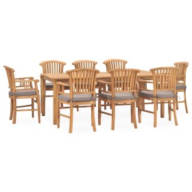 Garden dining set 9 pieces solid teak and cushions by vidaXL, Garden sets - Ref: Foro24-3060041, Price: 1,00 €, Discount: %