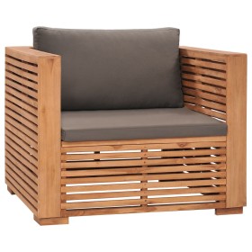 Gartensessel aus Teakholz mit dunkelgrauen Kissen von vidaXL, Modulare Sofas für den Außenbereich - Ref: Foro24-316040, Preis...