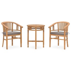 3-piece garden dining set and solid teak wood cushions by vidaXL, Garden sets - Ref: Foro24-3059997, Price: 414,99 €, Discoun...