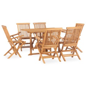 Klappbare Garten-Essgruppe, 7-teilig, aus massivem Teakholz von vidaXL, Gartensets - Ref: Foro24-3059994, Preis: 556,38 €, Ra...