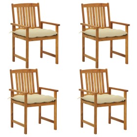 Garden chairs with cushions 4 units solid acacia wood by vidaXL, Garden chairs - Ref: Foro24-3061202, Price: 263,99 €, Discou...