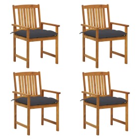 Garden chairs with cushions, 4 units, solid acacia wood. by vidaXL, Garden chairs - Ref: Foro24-3061198, Price: 278,94 €, Dis...