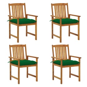 Garden chairs with cushions, 4 units, solid acacia wood. by vidaXL, Garden chairs - Ref: Foro24-3061208, Price: 258,99 €, Dis...