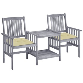 Garden chairs with a small table and solid acacia wood cushions. by vidaXL, Garden sets - Ref: Foro24-3061319, Price: 157,99 ...