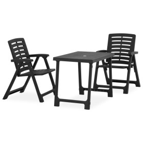 Folding garden bistro table and chairs 3 pieces gray plastic by vidaXL, Garden sets - Ref: Foro24-315835, Price: 148,16 €, Di...