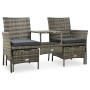 2 seater garden sofa with table and stools gray PE rattan by vidaXL, Outdoor sofas - Ref: Foro24-313593, Price: 278,07 €, Dis...