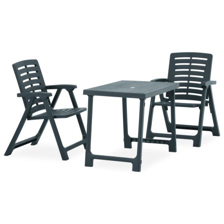 Klappbarer Bistrotisch und Stühle 3 Stück grüner Kunststoff von vidaXL, Gartensets - Ref: Foro24-315834, Preis: 130,99 €, Rab...