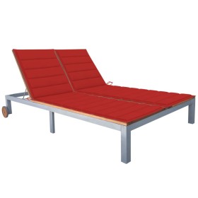 2-person sun lounger with solid acacia wood and steel cushion by vidaXL, Loungers - Ref: Foro24-3061563, Price: 400,99 €, Dis...