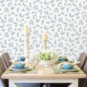 Evergreen Wallpaper Leaves white and blue by Noordwand, Painted paper - Ref: Foro24-434269, Price: 37,99 €, Discount: %