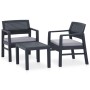 Set de muebles de jardín 3 piezas con cojines plástico gris de vidaXL, Conjuntos de jardín - Ref: Foro24-315855, Precio: 142,...