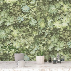 Evergreen Green and Beige Succulent Wallpaper by Noordwand, Painted paper - Ref: Foro24-434273, Price: 30,99 €, Discount: %