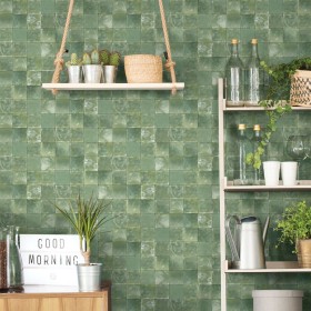 Evergreen Green Tiles Wallpaper by Noordwand, Painted paper - Ref: Foro24-434279, Price: 39,99 €, Discount: %