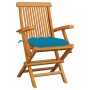 Garden chairs 3 units teak wood with light blue cushions by vidaXL, Garden chairs - Ref: Foro24-3062533, Price: 228,71 €, Dis...