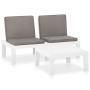 Set de muebles de jardín 2 piezas con cojines plástico blanco de vidaXL, Conjuntos de jardín - Ref: Foro24-315852, Precio: 15...