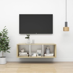 Mueble TV pared madera contrachapada blanco roble 37x37x107 cm de vidaXL, Muebles TV - Ref: Foro24-805485, Precio: 47,99 €, D...