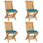 Garden chairs 4 pcs teak wood with light blue cushions by vidaXL, Garden chairs - Ref: Foro24-3062587, Price: 267,46 €, Disco...